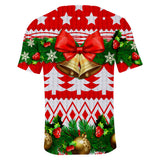 Christmas Casual T-shirts Sports Xmas 3D Graphic Summer Top Tees for Kids Alduts
