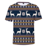 Christmas Casual T-shirts Sports Xmas 3D Graphic Summer Top Tees for Kids Alduts