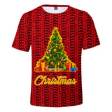 Christmas Casual T-shirts Sports Xmas 3D Graphic Summer Top Tees for Kids Alduts
