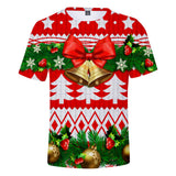 Christmas Casual T-shirts Sports Xmas 3D Graphic Summer Top Tees for Kids Alduts