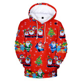 Christmas Santa Claus Casual Hoodies Sports Xmas 3D Graphic Streetwear Tracksuit Jumper for Kids Adults