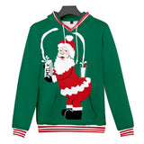 Christmas Santa Claus Casual Hoodies Sports Xmas 3D Graphic Streetwear Tracksuit Jumper for Kids Adults
