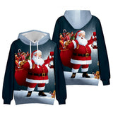 Christmas Santa Claus Casual Hoodies Sports Xmas 3D Graphic Streetwear Tracksuit Jumper for Kids Adults