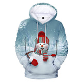 Christmas Snowman Casual Hoodies Sports Xmas 3D Graphic Streetwear Tracksuit Jumper for Kids Adults