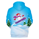 Christmas Snowman Casual Hoodies Sports Xmas 3D Graphic Streetwear Tracksuit Jumper for Kids Adults