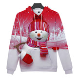 Christmas Snowman Casual Hoodies Sports Xmas 3D Graphic Streetwear Tracksuit Jumper for Kids Adults