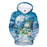 Christmas Snowman Casual Hoodies Sports Xmas 3D Graphic Streetwear Tracksuit Jumper for Kids Adults