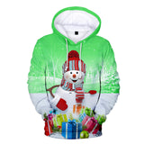 Christmas Snowman Casual Hoodies Sports Xmas 3D Graphic Streetwear Tracksuit Jumper for Kids Adults