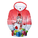 Christmas Snowman Casual Hoodies Sports Xmas 3D Graphic Streetwear Tracksuit Jumper for Kids Adults