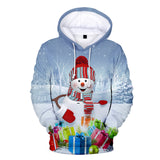 Christmas Snowman Casual Hoodies Sports Xmas 3D Graphic Streetwear Tracksuit Jumper for Kids Adults