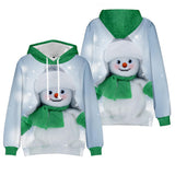 Christmas Snowman Casual Hoodies Sports Xmas 3D Graphic Streetwear Tracksuit Jumper for Kids Adults