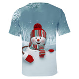 Christmas T-shirts Sports Xmas Gift Snowman 3D Graphic Summer Top Tees for Kids Alduts