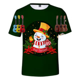 Christmas T-shirts Sports Xmas Gift Snowman 3D Graphic Summer Top Tees for Kids Alduts
