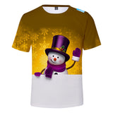 Christmas T-shirts Sports Xmas Gift Snowman 3D Graphic Summer Top Tees for Kids Alduts