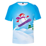 Christmas T-shirts Sports Xmas Gift Snowman 3D Graphic Summer Top Tees for Kids Alduts
