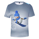 Christmas T-shirts Sports Xmas Gift Snowman 3D Graphic Summer Top Tees for Kids Alduts