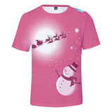 Christmas T-shirts Sports Xmas Gift Snowman 3D Graphic Summer Top Tees for Kids Alduts