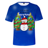 Christmas T-shirts Sports Xmas Gift Snowman 3D Graphic Summer Top Tees for Kids Adults