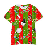 Christmas T-shirts Sports Xmas Gift Snowman 3D Graphic Summer Top Tees for Kids Adults