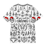 Christmas T-shirts Sports Xmas Gift Snowman 3D Graphic Summer Top Tees for Kids Adults