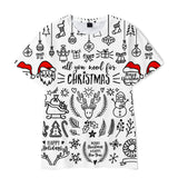 Christmas T-shirts Sports Xmas Gift Snowman 3D Graphic Summer Top Tees for Kids Adults