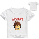 Summer Cotton Kids T-shirts Roblox Game Short Sleeve Casual Plain Color Tees