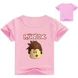 Summer Cotton Kids T-shirts Roblox Game Short Sleeve Casual Plain Color Tees