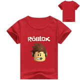 Summer Cotton Kids T-shirts Roblox Game Short Sleeve Casual Plain Color Tees