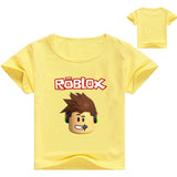 Summer Cotton Kids T-shirts Roblox Game Short Sleeve Casual Plain Color Tees