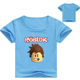 Summer Cotton Kids T-shirts Roblox Game Short Sleeve Casual Plain Color Tees