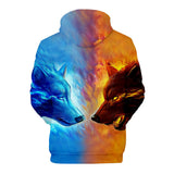 Fashion Wolf Cool 3D Print Halloween Hooded Pullover Coat Jacket