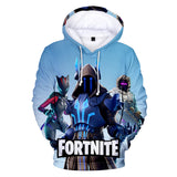 3D Fortnite Season 7 The Ice King Long Sleeve Light Blue Hoodie for Kids Youth Adult