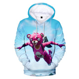 3D Fortnite Cuddle Team Leader Long Sleeve Light Blue Hoodie for Kids Youth Adult