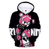 3D Fortnite Cuddle Team Leader Long Sleeve Black Hoodie for Kids Youth Adult