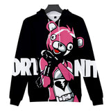 3D Fortnite Cuddle Team Leader Long Sleeve Black Hoodie for Kids Youth Adult