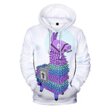 3D Fortnite Llama Long Sleeve White Hoodie for Kids Youth Adult