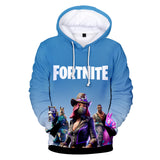 3D Fortnite Season 6 Long Sleeve Blue Hoodie for Kids Youth Adult