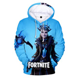 3D Fortnite The Ice Queen Long Sleeve Blue Hoodie for Kids Youth Adult