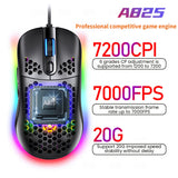 G7 Wired Gaming Mouse 7200DPI RGB Backlight Computer Honeycomb Hollow Mice