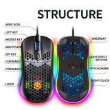 G7 Wired Gaming Mouse 7200DPI RGB Backlight Computer Honeycomb Hollow Mice
