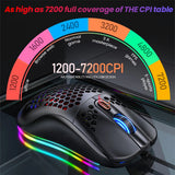 G7 Wired Gaming Mouse 7200DPI RGB Backlight Computer Honeycomb Hollow Mice