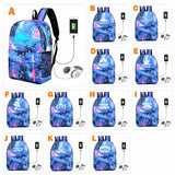 Game Fortnite Printed Galaxy Backpack School Bags with USB Port