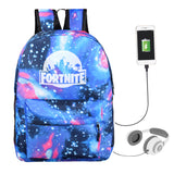 Game Fortnite Printed Galaxy Backpack School Bags with USB Port