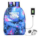 Game Fortnite Printed Galaxy Backpack School Bags with USB Port