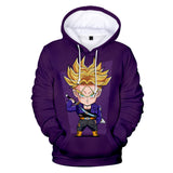 Hot Anime Cartoon Dragon Ball Cute Trunks Cosplay Purple Hoodie Sweatshirts Tracksuit Jumper Kids Adult