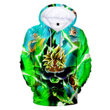 Hot Anime Cartoon Super Dragon Ball Cosplay Green Hoodie Sweatshirts Tracksuit Jumper Kids Adult
