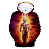 Hot Anime Cartoon Dragon Ball Golden Goku Cosplay Hoodie Sweatshirts Tracksuit Jumper Kids Adult