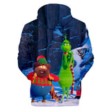 Hot Christmas Cartoon The Grinch Cosplay Hoodie Sweatshirts Tracksuit Jumper Kids Adult