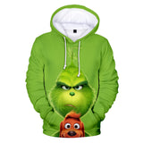 Hot Christmas Cartoon The Grinch Cosplay Hoodie Sweatshirts Tracksuit Jumper Kids Adult