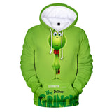 Hot Christmas Cartoon The Grinch Cosplay Hoodie Sweatshirts Tracksuit Jumper Kids Adult